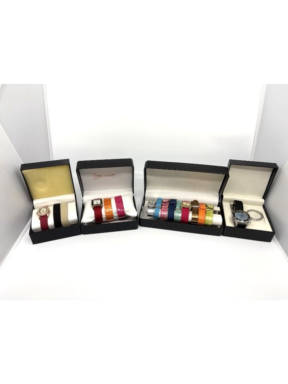 Lot 4 Gossip Womens Quartz Watches Interchangeable Bands Crystal Leather 4 Boxes